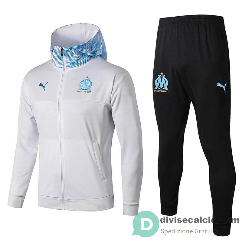 Olympique Marseille Giacca Cappuccio White + Pantaloni 2019/2020