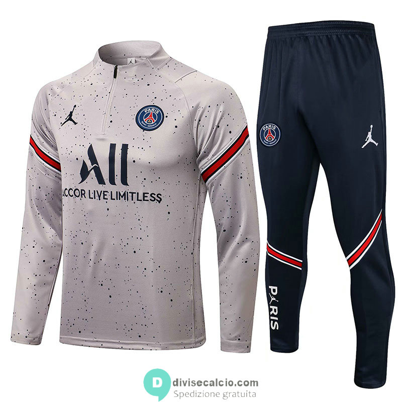 PSG Formazione Felpa Light Grey Dots + Pantaloni 2021/2022