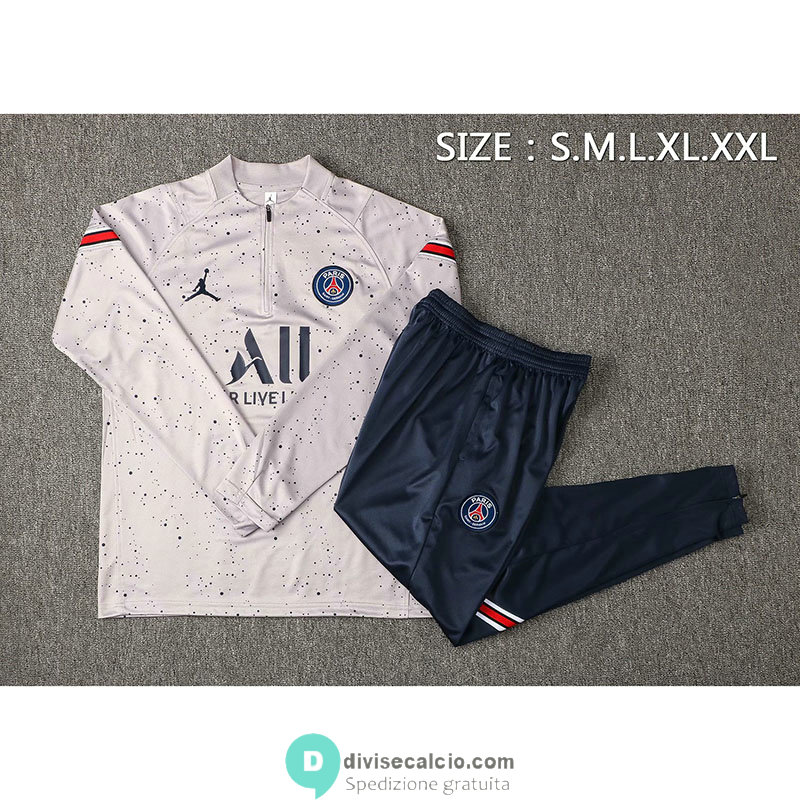 PSG Formazione Felpa Light Grey Dots + Pantaloni 2021/2022