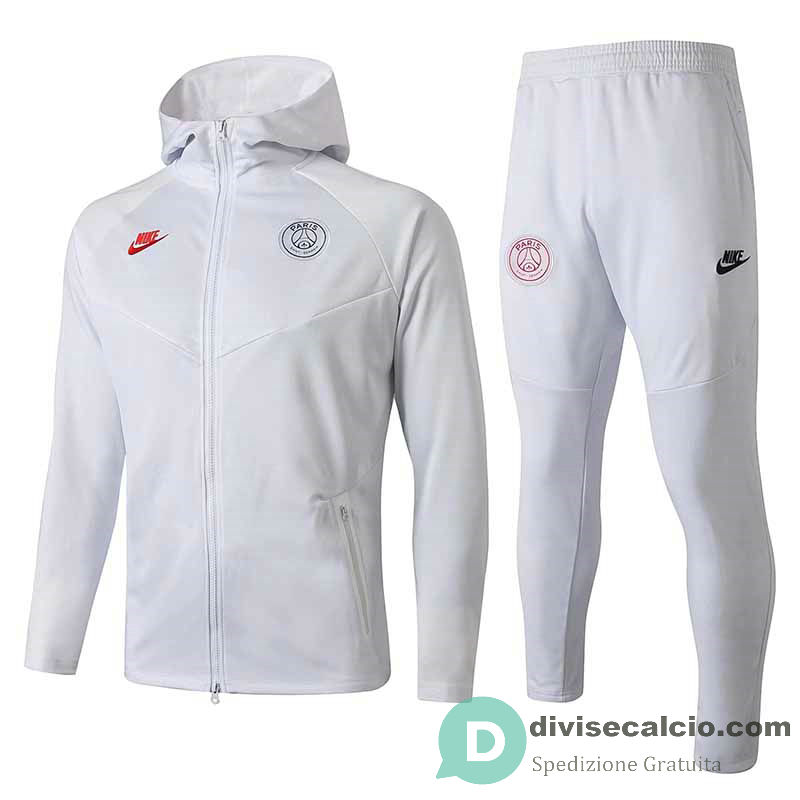 PSG Giacca Cappuccio White + Pantaloni 2019/2020