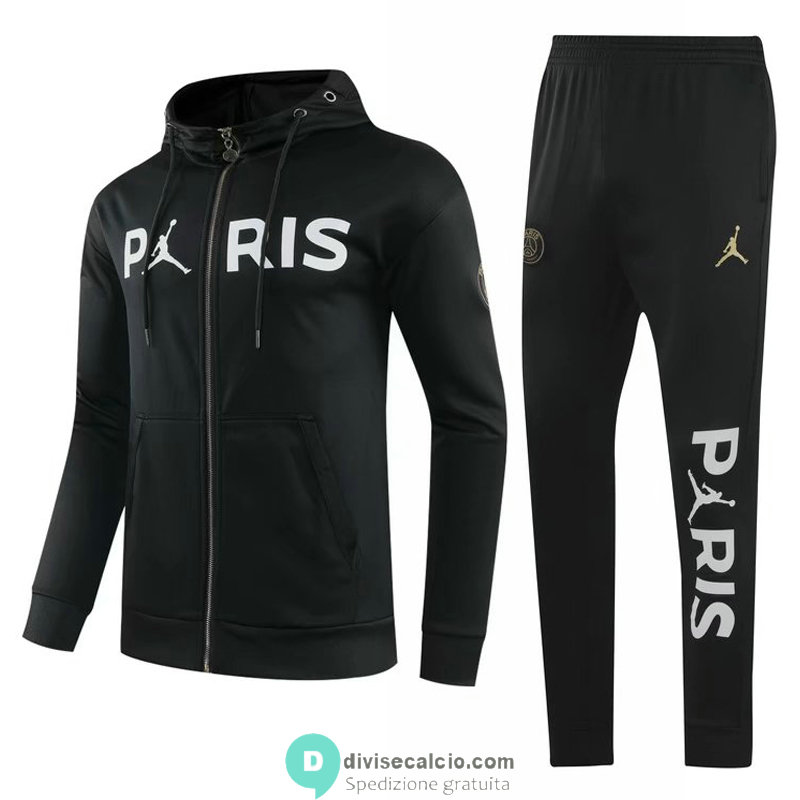 PSG x JORDAN Felpa Cappuccio Black + Pantaloni 2020/2021