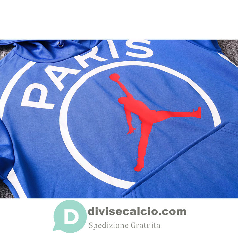 PSG x JORDAN Felpa Cappuccio Blue + Pantaloni Black 2020/2021