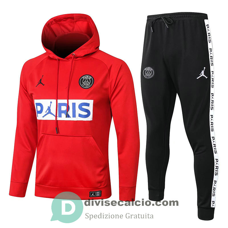 PSG x JORDAN Felpa Cappuccio Red + Pantaloni 2020/2021