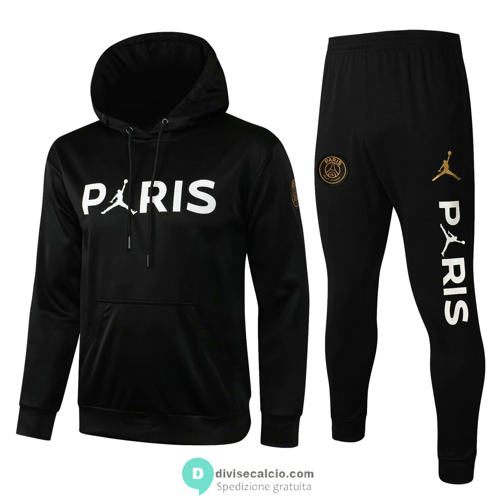 PSG x Jordan Felpa Cappuccio Black II + Pantaloni Black II 2021/2022