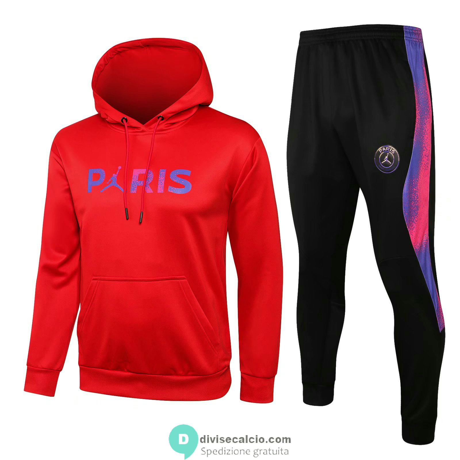 PSG x Jordan Felpa Cappuccio Red + Pantaloni Black 2021/2022