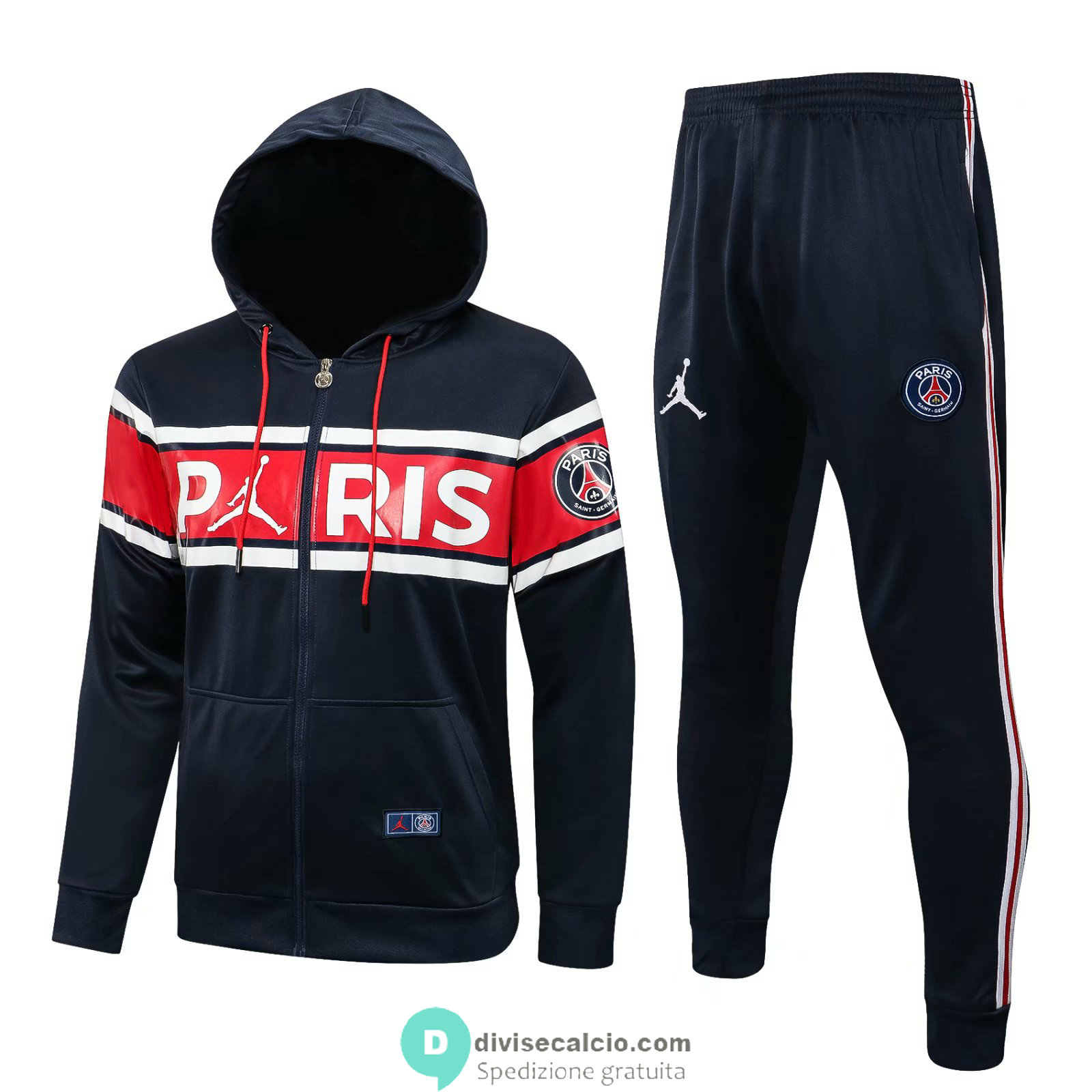 PSG x Jordan Felpa Cappuccio Royal+ Pantaloni 2021/2022