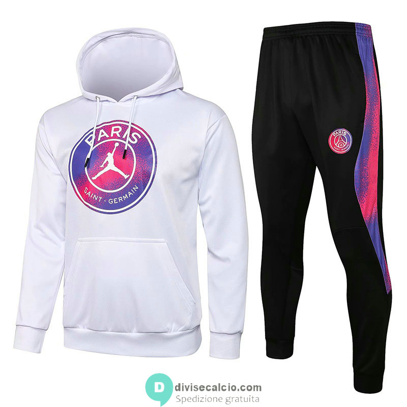 PSG x Jordan Felpa Cappuccio White I+ Pantaloni Black 2021/2022