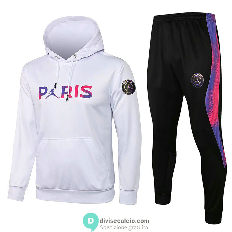 PSG x Jordan Felpa Cappuccio White II+ Pantaloni Black 2021/2022