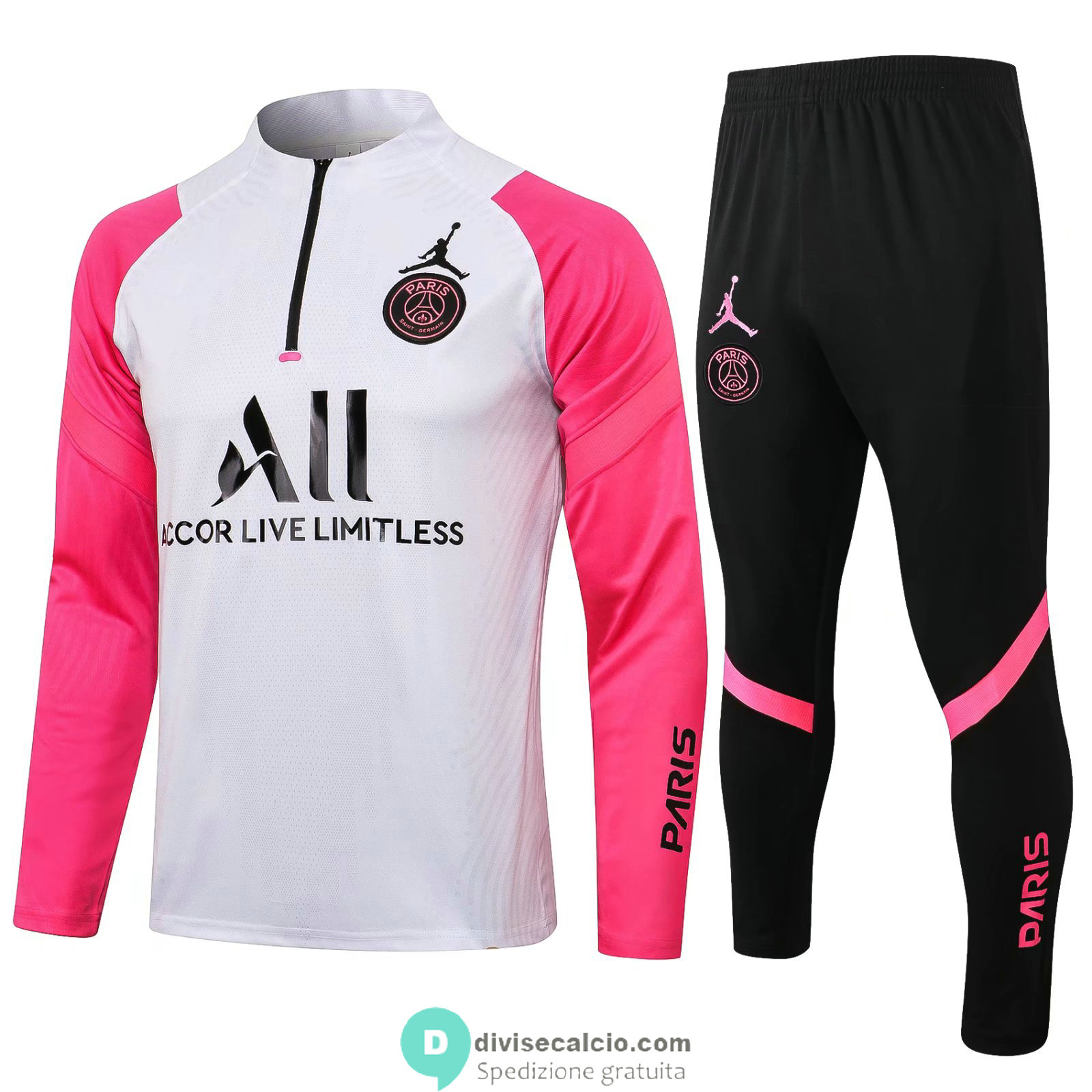 PSG x Jordan Formazione Felpa White Pink + Pantaloni Black 2021/2022
