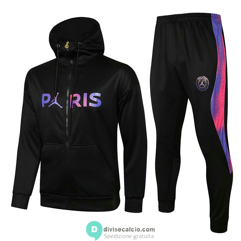 PSG x Jordan Giacca Cappuccio Black I + Pantaloni Black 2021/2022