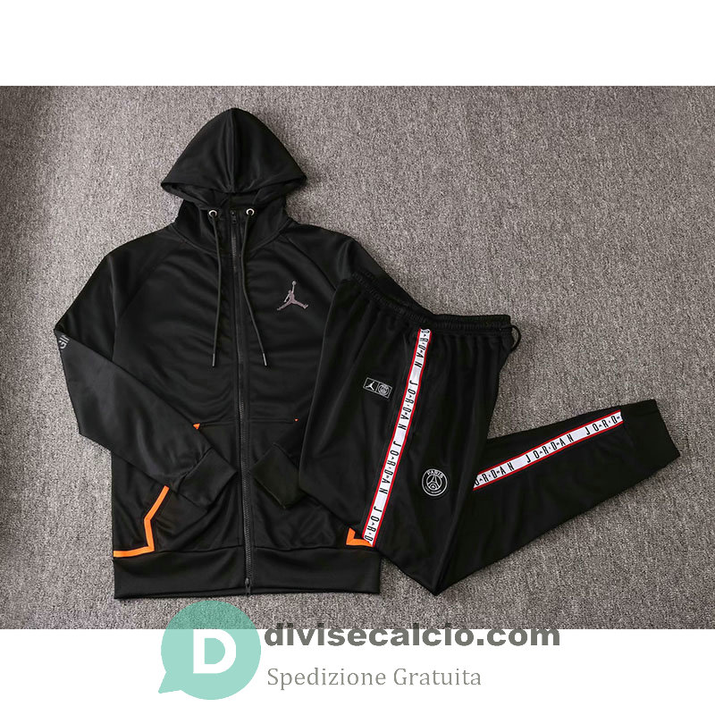 PSG x Jordan Giacca Cappuccio Black Orange + Pantaloni 2020/2021
