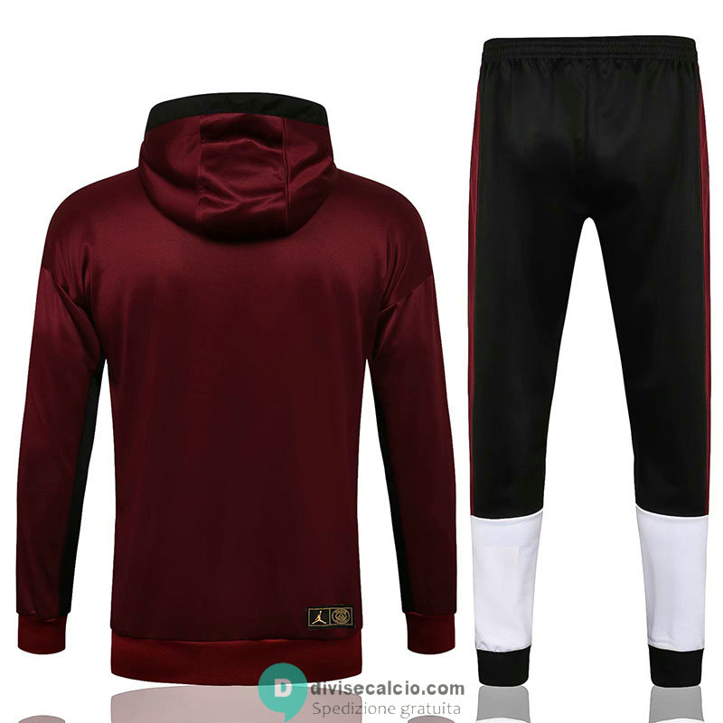 PSG x Jordan Giacca Cappuccio Burgundy + Pantaloni Black 2021/2022