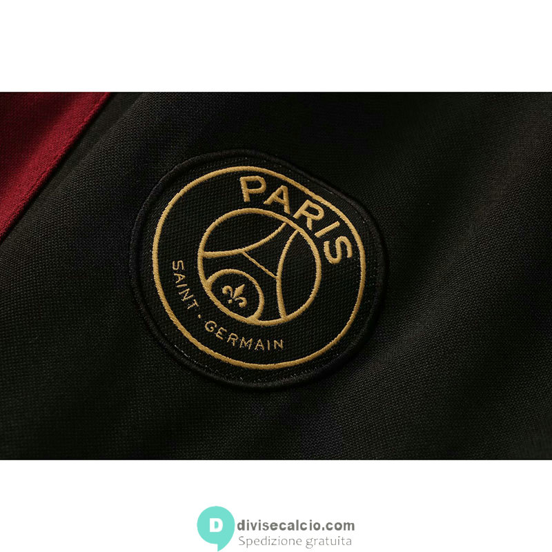 PSG x Jordan Giacca Cappuccio Burgundy + Pantaloni Black 2021/2022