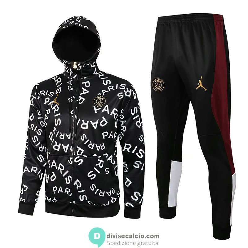 PSG x Jordan Giacca Cappuccio PARIS + Pantaloni Black 2021/2022