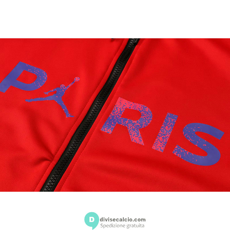 PSG x Jordan Giacca Cappuccio Red + Pantaloni Black 2021/2022