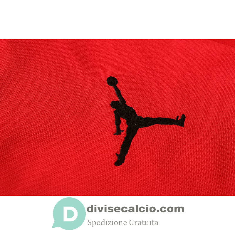 PSG x Jordan Giacca Cappuccio Red Orange + Pantaloni 2020/2021