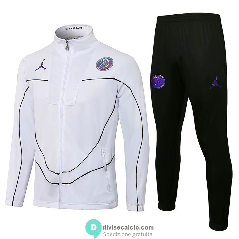 PSG x Jordan Giacca White Black Streak + Pantaloni Black 2021/2022