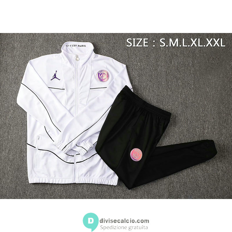 PSG x Jordan Giacca White Black Streak + Pantaloni Black 2021/2022