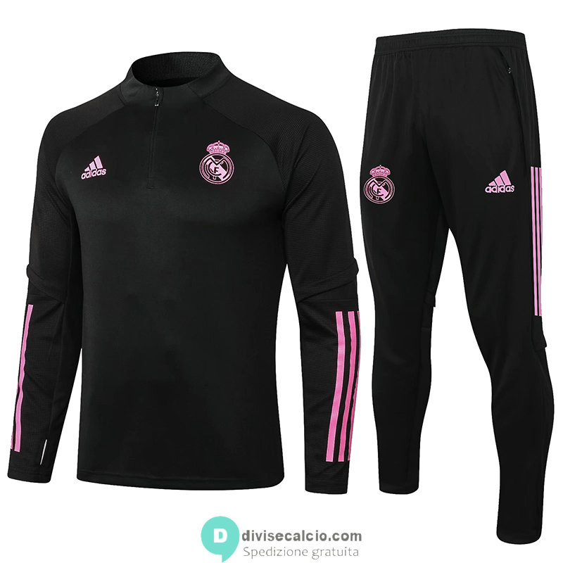 Real Madrid Formazione Felpa Black + Pantaloni Black 2020/2021
