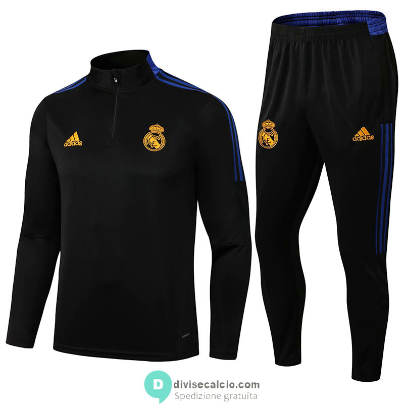 Real Madrid Formazione Felpa Black + Pantaloni Black 2021/2022