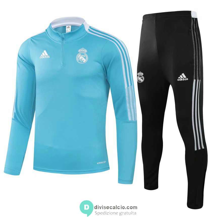 Real Madrid Formazione Felpa Blue + Pantaloni Black 2021/2022
