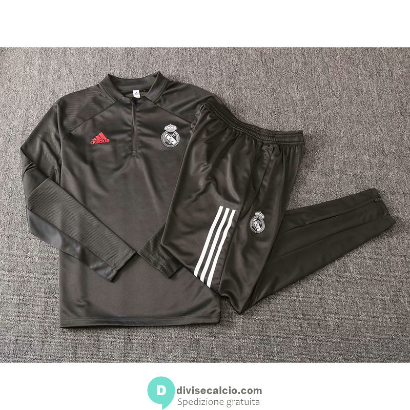 Real Madrid Formazione Felpa Grey + Pantaloni 2020/2021