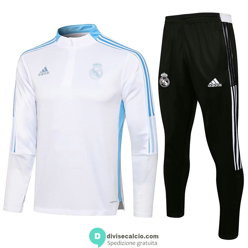 Real Madrid Formazione Felpa White II + Pantaloni Black II 2021/2022