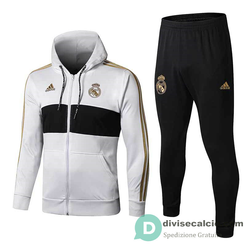 Real Madrid Giacca Cappuccio White + Pantaloni 2019/2020