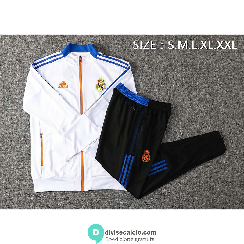 Real Madrid Giacca White II + Pantaloni Black II 2021/2022